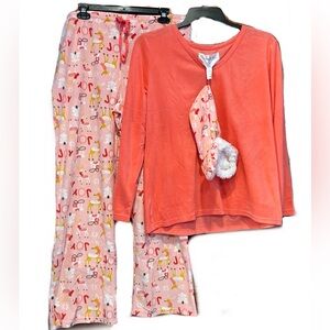 Coral and Pink Womans Pajamas Set